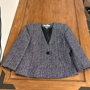 Kasper Black and Gray Tweed Blazer Size 8P